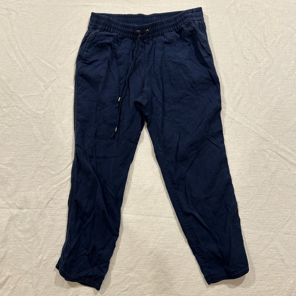 Lands End Womens Navy Blue Lyocell Drawstring Elastic Waist Pants Size 8